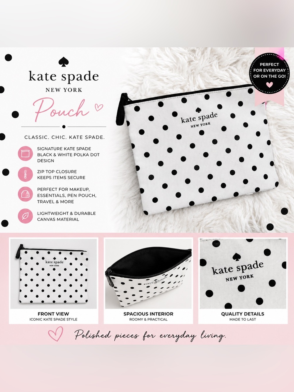 ♠️ Kate Spade New York Polka Dot Canvas Pouch ♠️